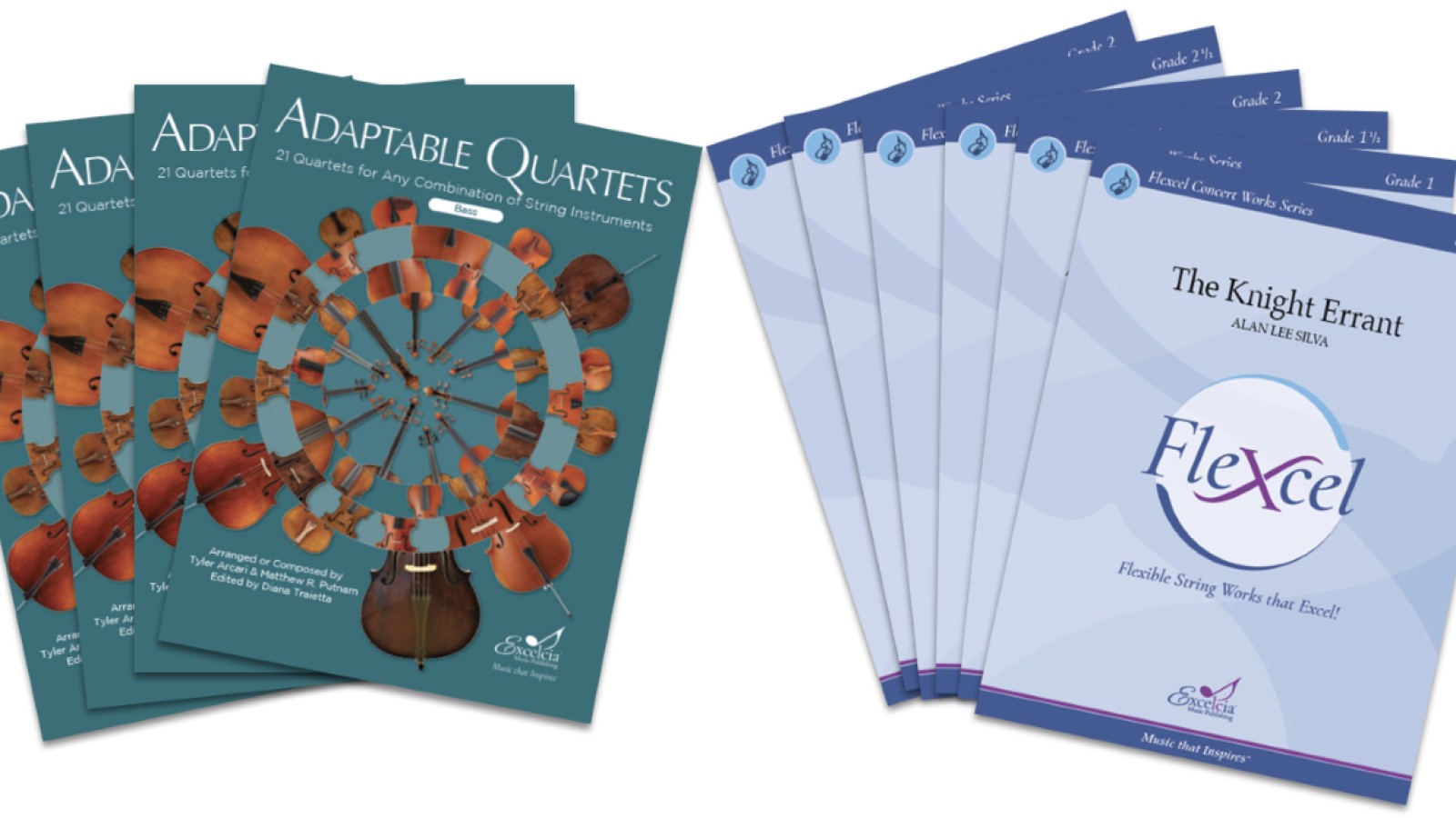 'Adaptable Quartets for Strings' and 'Flexcel Concert Works for Strings' from Excelcia